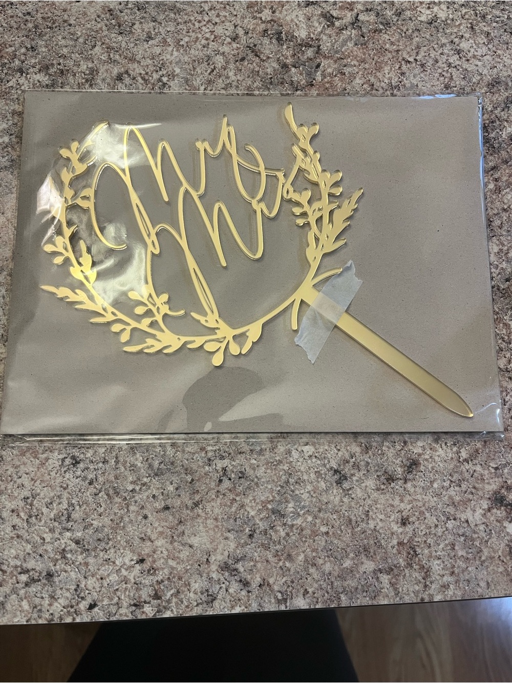 Gold 'Mr & Mrs' Cake Topper   NEVER USED PACKAGE NEVER OPENED